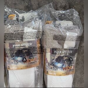 UNOPENED —-TWO 2-Pack of Fox River Men’s Steel Toe Work Socks- Size Large White